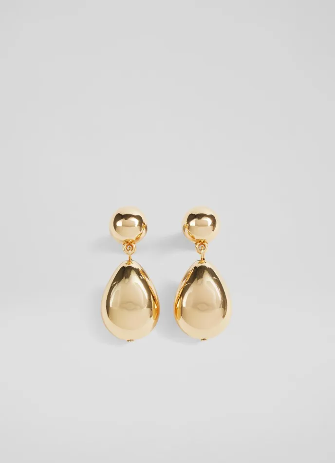Jewellery Women LKBennett Tilly Double Ball Drop Gold Plated Earrings