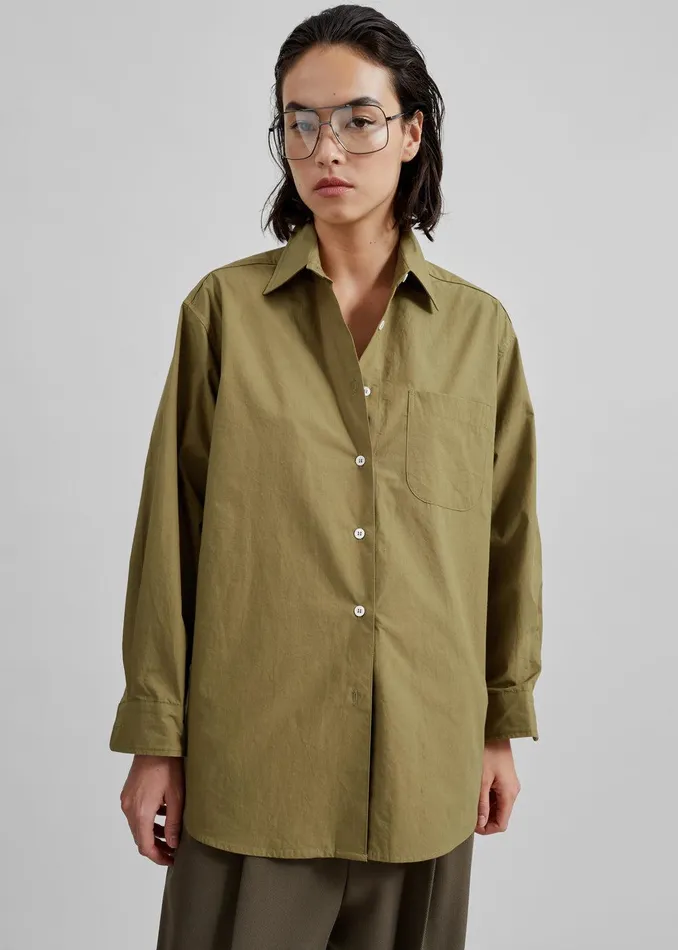 Jody Button Up Shirt 8211 Khaki Women The Frankie Shop Clothing