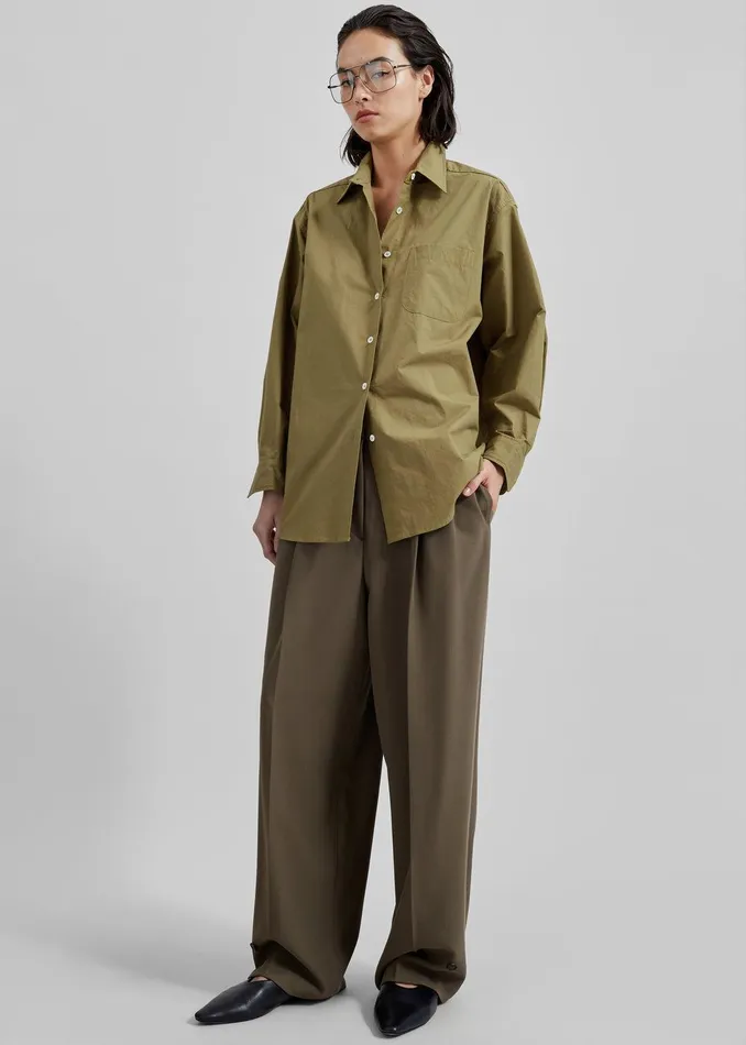Jody Button Up Shirt 8211 Khaki Women The Frankie Shop Clothing