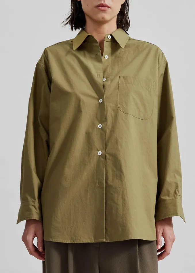 Jody Button Up Shirt 8211 Khaki Women The Frankie Shop Clothing