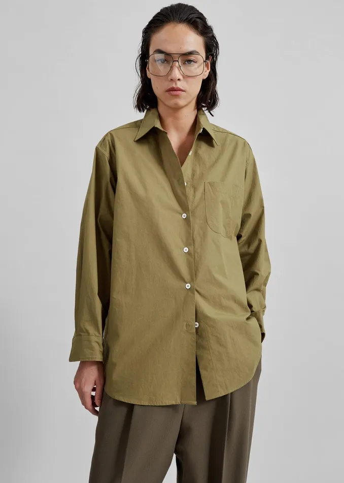 Jody Button Up Shirt 8211 Khaki Women The Frankie Shop Clothing