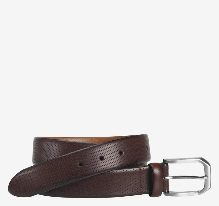 Johnston and Murphy Belts Men Micro Perf Belt Burgundy