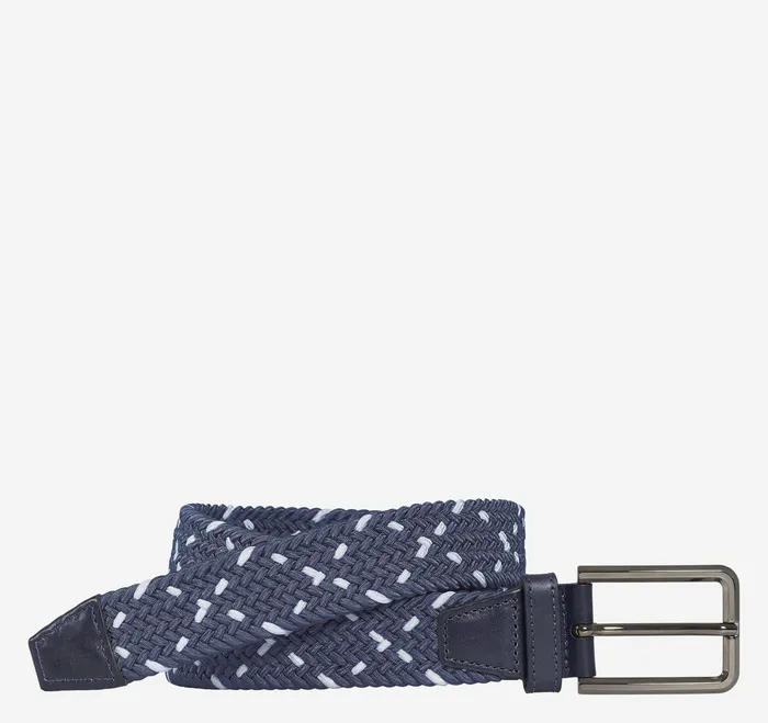 Johnston and Murphy Belts Men Woven StretchKnit Belt Navywhite