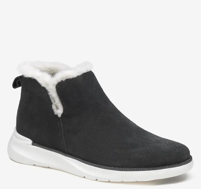 Johnston and Murphy Boots and Booties Women Emery Shearling Bootie Black Waterproof Suede