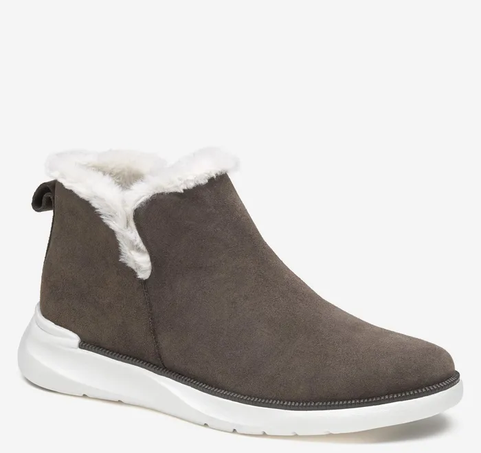 Johnston and Murphy Boots and Booties Women Emery Shearling Bootie Dark Gray Waterproof Suede