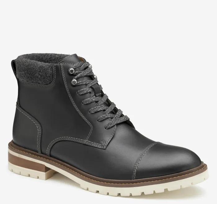 Johnston and Murphy Boots Men Barrett Cap Toe Boot Gray Full Grain