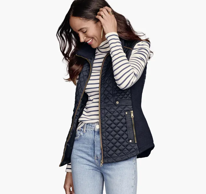 Johnston and Murphy Coats Jackets and Vests Women Quilted Vest Navy