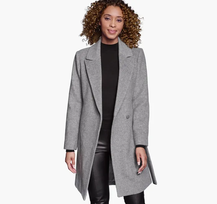 Johnston and Murphy Coats Jackets and Vests Women WoolBlend Coat With Removable Knit Collar Gray Johnston and Murphy Coats Jackets and Vests Women WoolBlend Coat With Removable Knit Collar Gray