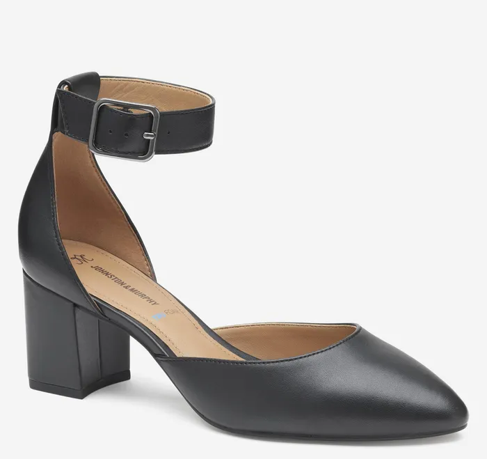 Johnston and Murphy Heels and Platform Wedges Women Vicki Ankle Strap Black Glove Leather Johnston and Murphy Heels and Platform Wedges Women Vicki Ankle Strap Black Glove Leather