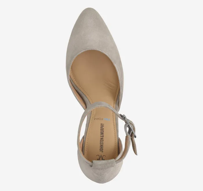 Johnston and Murphy Heels and Platform Wedges Women Vicki Ankle Strap Taupe Kid Suede Johnston and Murphy Heels and Platform Wedges Women Vicki Ankle Strap Taupe Kid Suede