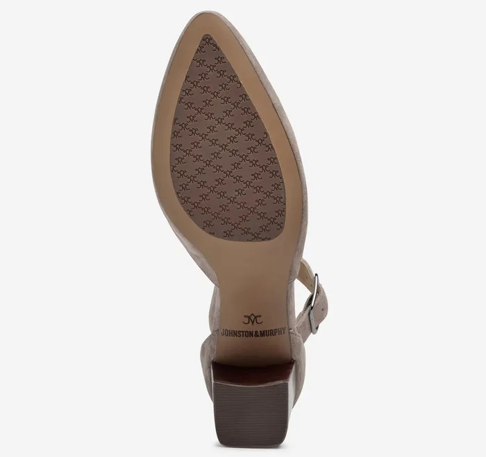 Johnston and Murphy Heels and Platform Wedges Women Vicki Ankle Strap Taupe Kid Suede Johnston and Murphy Heels and Platform Wedges Women Vicki Ankle Strap Taupe Kid Suede