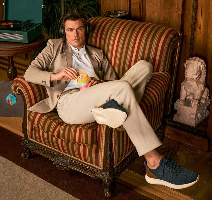 Johnston and Murphy LaceUps Men Amherst 20 Knit Plain Toe Navy Heathered Knit Johnston and Murphy LaceUps Men Amherst 20 Knit Plain Toe Navy Heathered Knit
