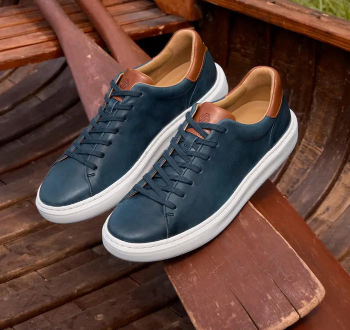 Johnston and Murphy LaceUps Men Anders LaceToToe Navy Full Grain