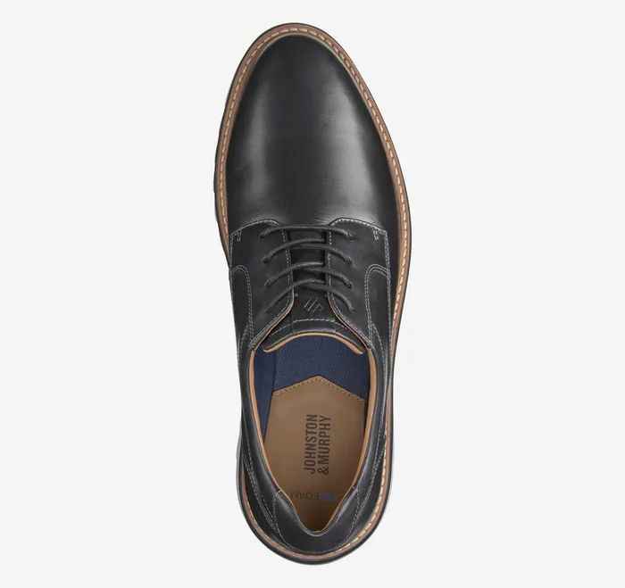 Johnston and Murphy LaceUps Men Braydon Plain Toe Black Full Grain