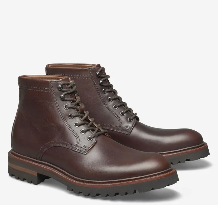 Johnston and Murphy LaceUps Men Dudley Lug Plain Toe Boot Dark Brown Full Grain