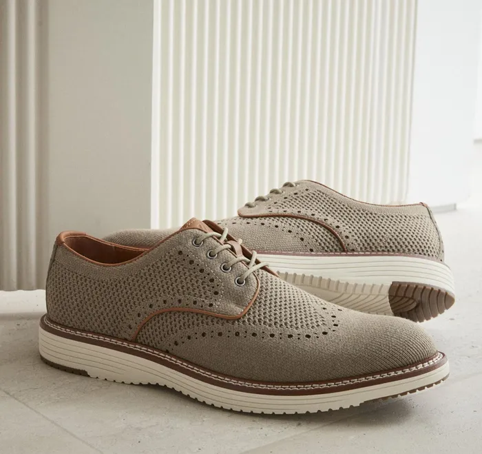 Johnston and Murphy LaceUps Men Upton Knit Wingtip Taupe Heathered Knit