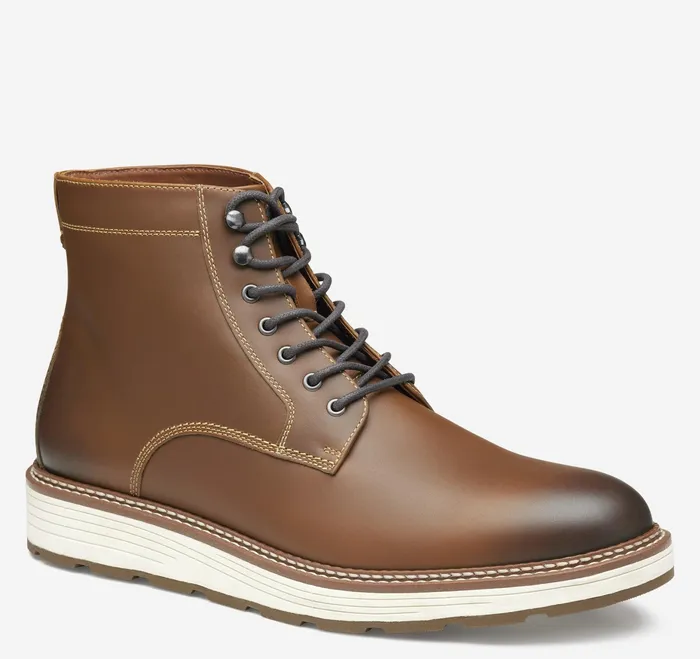 Johnston and Murphy LaceUps Men Upton Lug Plain Toe Boot Dark Tan Waterproof Full Grain