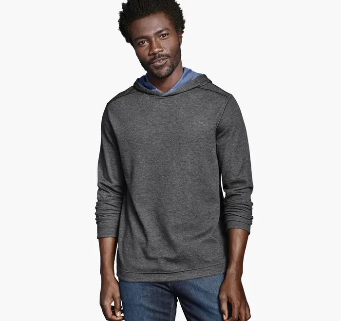 Johnston and Murphy Loungewear Men Reversible Knit Hoodie Charcoalblue