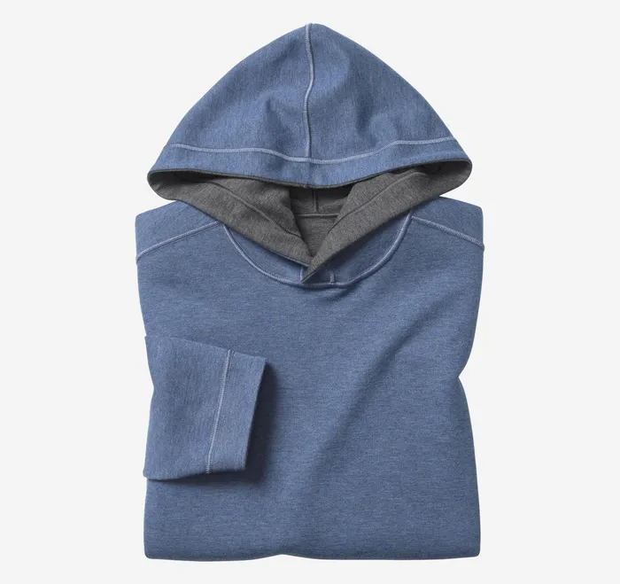 Johnston and Murphy Loungewear Men Reversible Knit Hoodie Charcoalblue