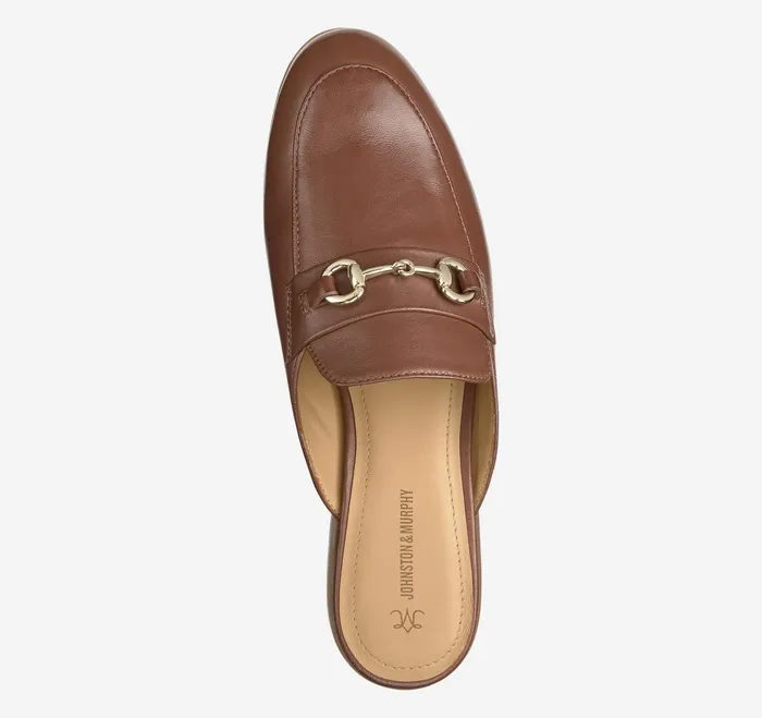 Johnston and Murphy Mules and Loafers Women Ali Bit Mule Cognac Glove Leather Johnston and Murphy Mules and Loafers Women Ali Bit Mule Cognac Glove Leather