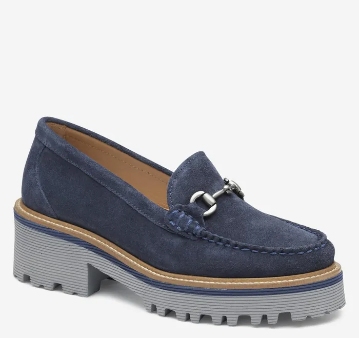 Johnston and Murphy Mules and Loafers Women Emmalynn Bit Loafer Navy Suede