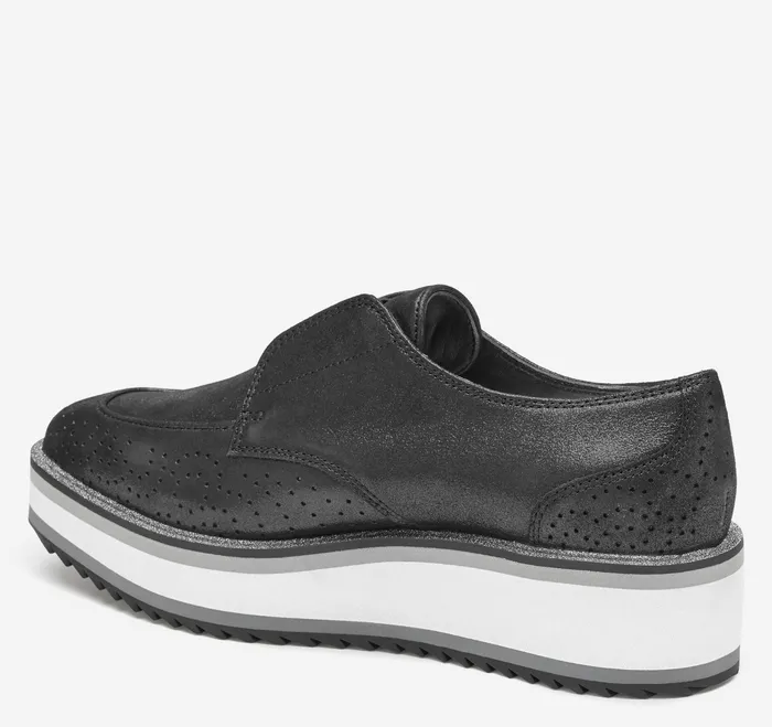 Johnston and Murphy Mules and Loafers Women Gracelyn Gore Oxford Black Metallic Kid Suede Johnston and Murphy Mules and Loafers Women Gracelyn Gore Oxford Black Metallic Kid Suede
