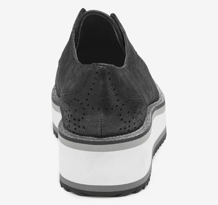 Johnston and Murphy Mules and Loafers Women Gracelyn Gore Oxford Black Metallic Kid Suede Johnston and Murphy Mules and Loafers Women Gracelyn Gore Oxford Black Metallic Kid Suede