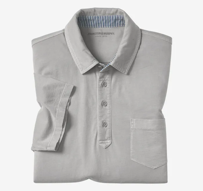 Johnston and Murphy Polos and Tees Men Garment Dyed Polo Gray