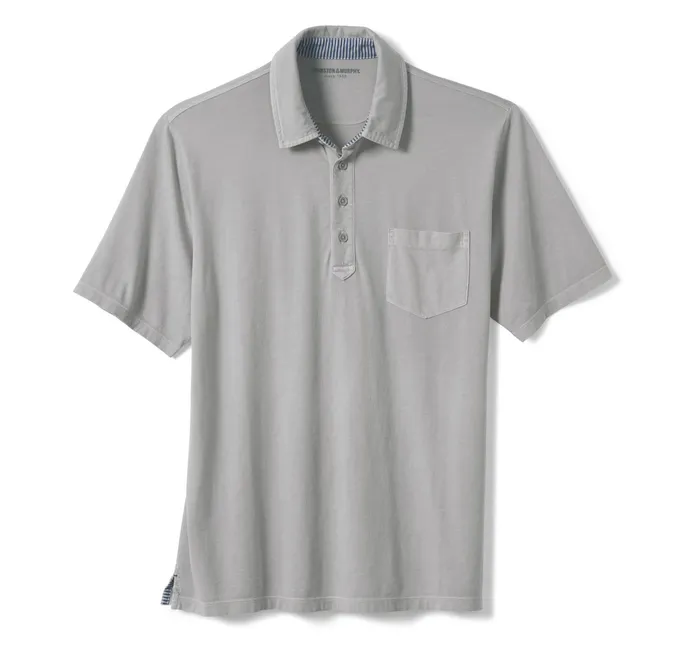 Johnston and Murphy Polos and Tees Men Garment Dyed Polo Gray