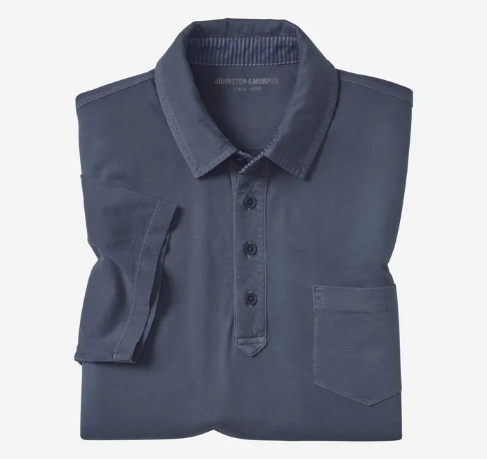 Johnston and Murphy Polos and Tees Men Garment Dyed Polo Navy