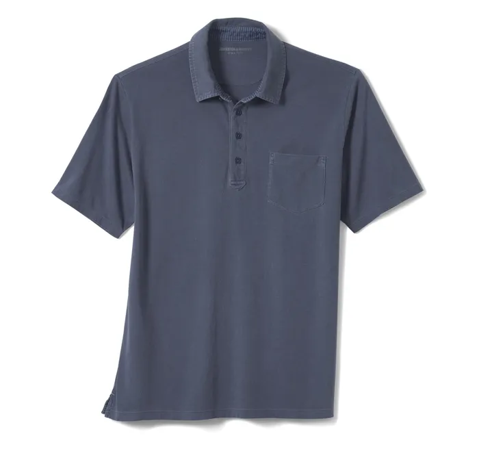 Johnston and Murphy Polos and Tees Men Garment Dyed Polo Navy