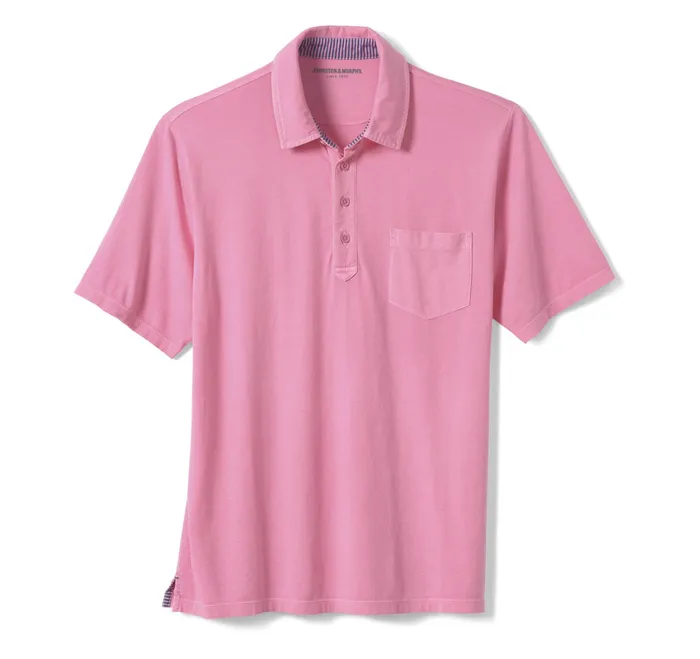 Johnston and Murphy Polos and Tees Men Garment Dyed Polo Pink