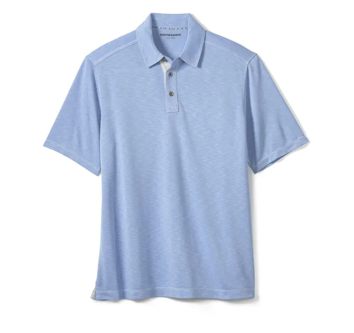Johnston and Murphy Polos and Tees Men Vintage Slub Polo Light Blue