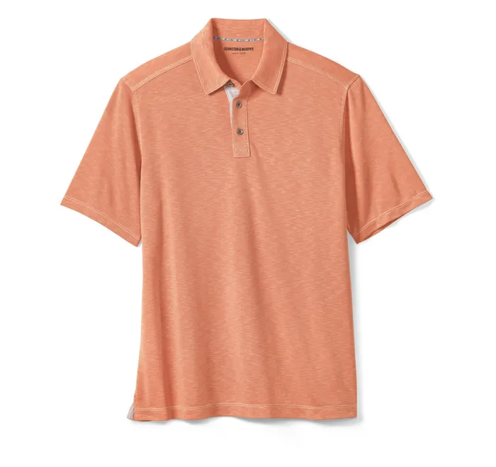 Johnston and Murphy Polos and Tees Men Vintage Slub Polo Orange