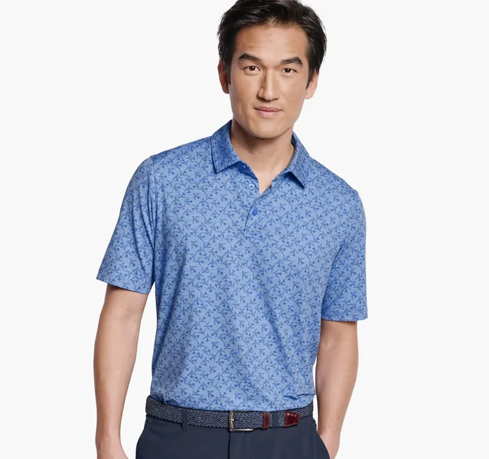 Johnston and Murphy Polos and Tees Men Xc4 Performance Polo Blue Tonal Airplane
