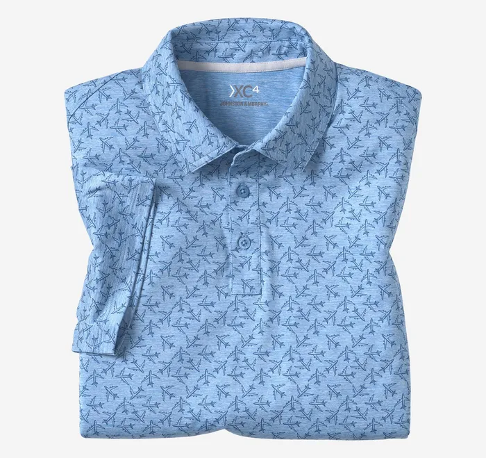 Johnston and Murphy Polos and Tees Men Xc4 Performance Polo Blue Tonal Airplane Johnston and Murphy Polos and Tees Men Xc4 Performance Polo Blue Tonal Airplane
