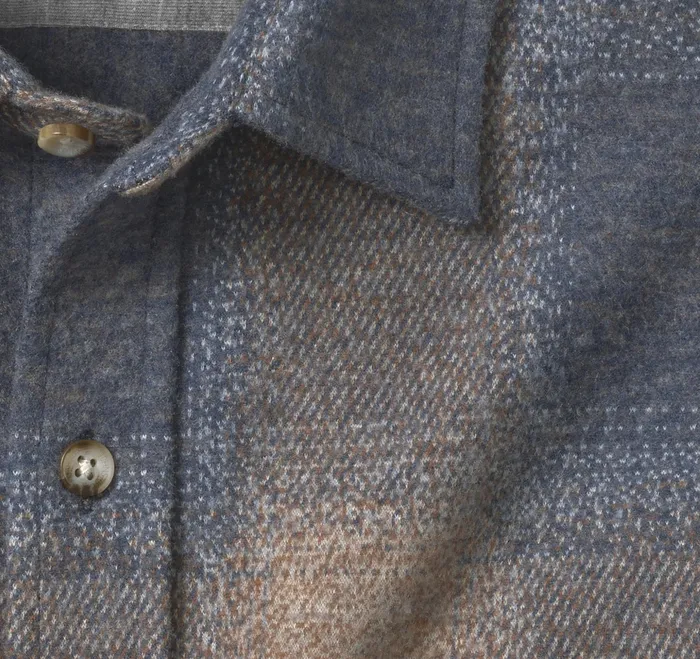 Johnston and Murphy Shirts Men Brushed ButtonFront Knit Brown Boxed Plaid