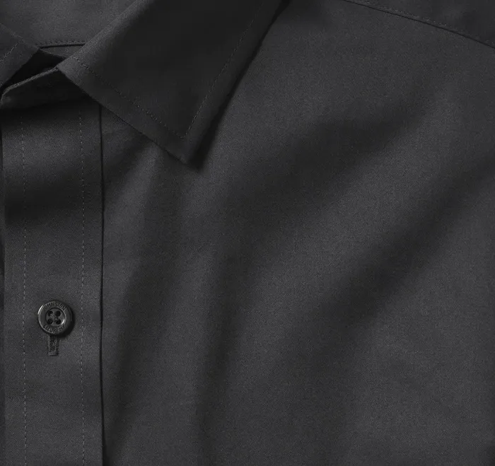 Johnston and Murphy Shirts Men Premium Cotton Shirts Black Sateen Poplin