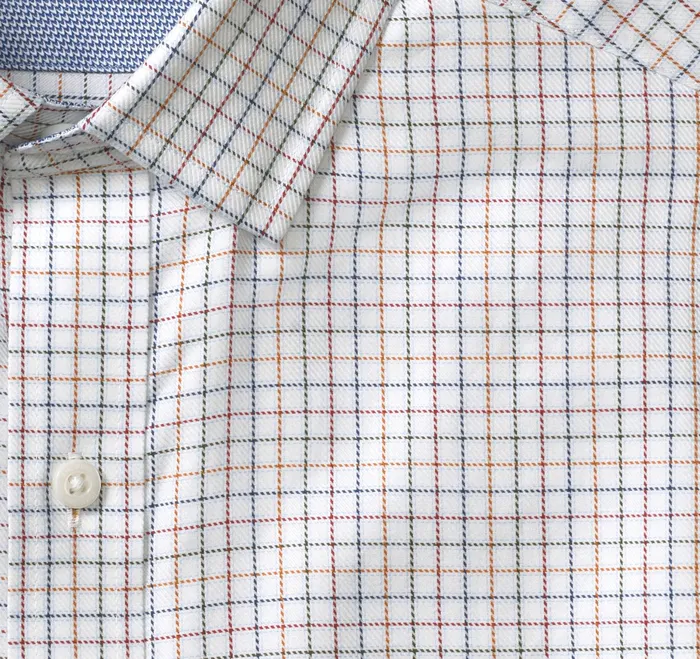 Johnston and Murphy Shirts Men Premium Cotton Shirts White Multi Small Outline Grid Johnston and Murphy Shirts Men Premium Cotton Shirts White Multi Small Outline Grid