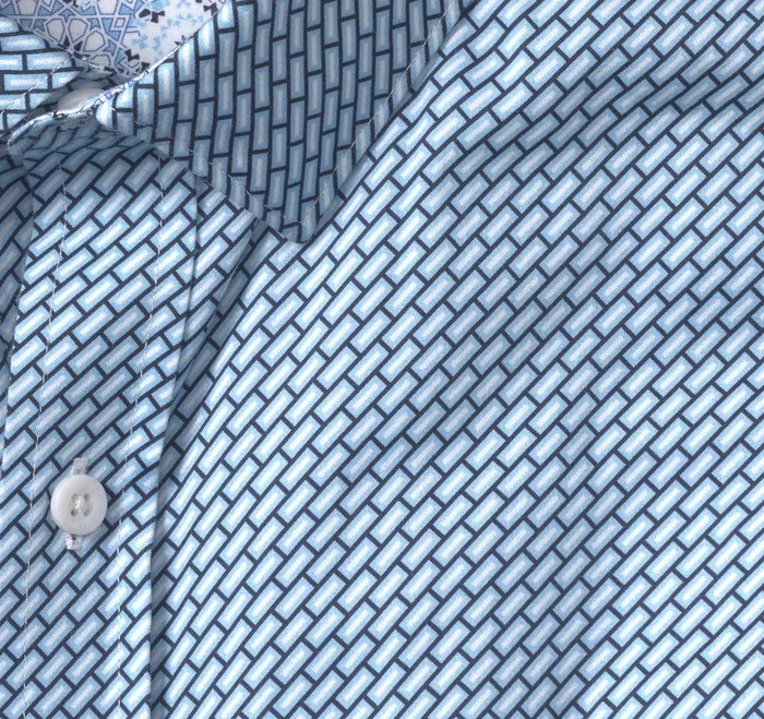 Johnston and Murphy Shirts Men Printed Cotton Shirt Blue Bar