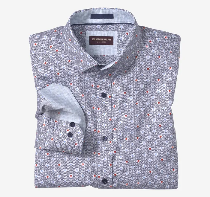 Johnston and Murphy Shirts Men Printed Cotton Shirt Rising Skull Print