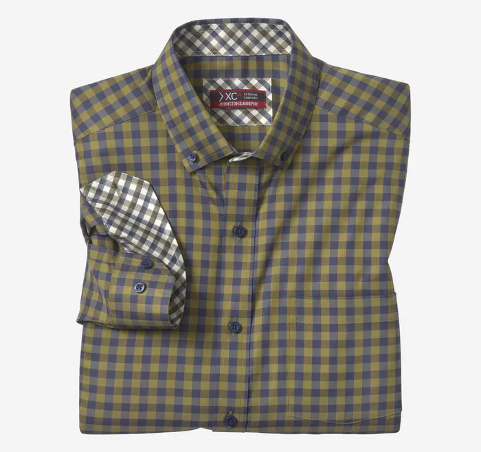 Johnston and Murphy Shirts Men Xc4 Sport LongSleeve Shirt Olive