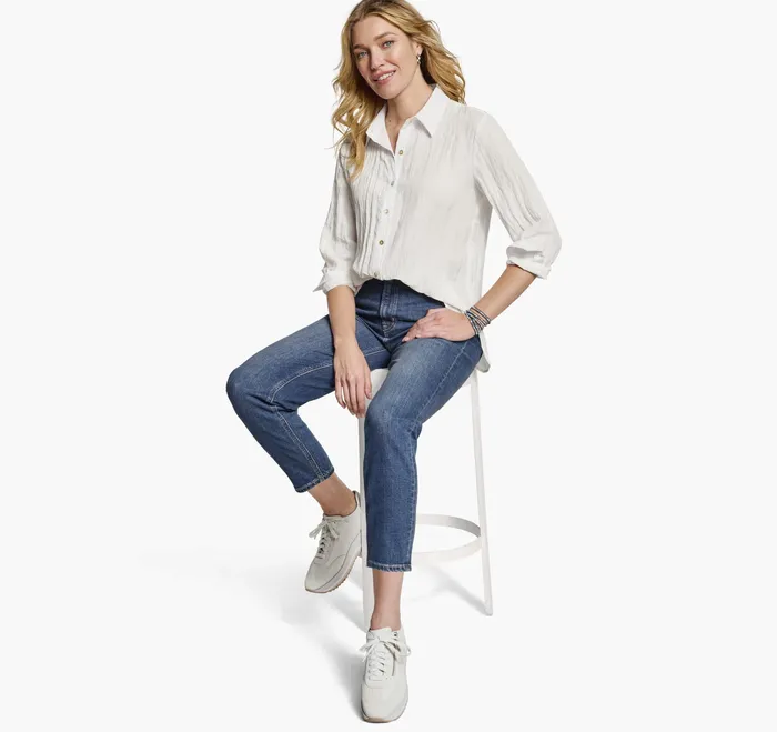 Johnston and Murphy Shirts Sweaters and Blazers Women Crinkle ButtonFront Shirt White Johnston and Murphy Shirts Sweaters and Blazers Women Crinkle ButtonFront Shirt White