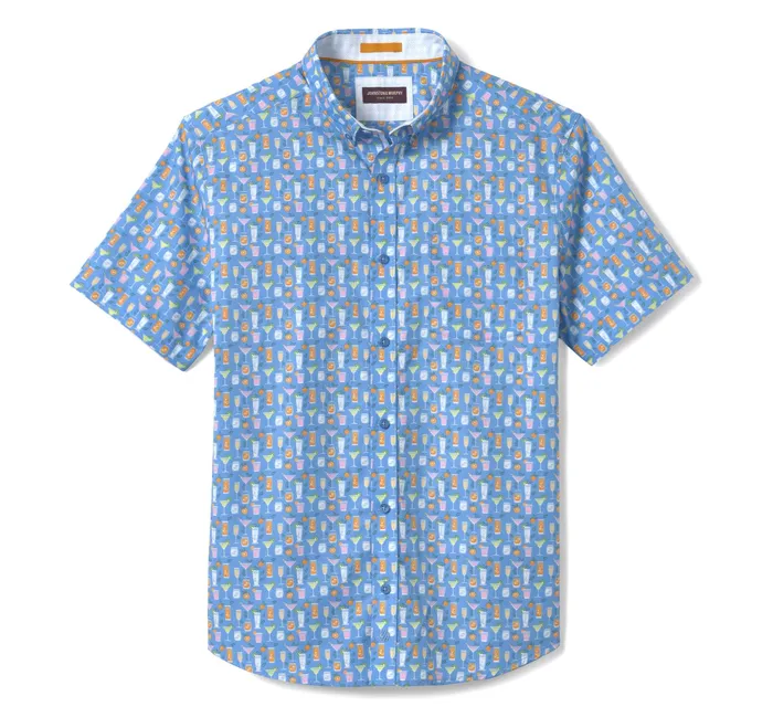 Johnston and Murphy ShortSleeve Shirts Men Printed Cotton ShortSleeve Shirt Blue Cocktail Johnston and Murphy ShortSleeve Shirts Men Printed Cotton ShortSleeve Shirt Blue Cocktail