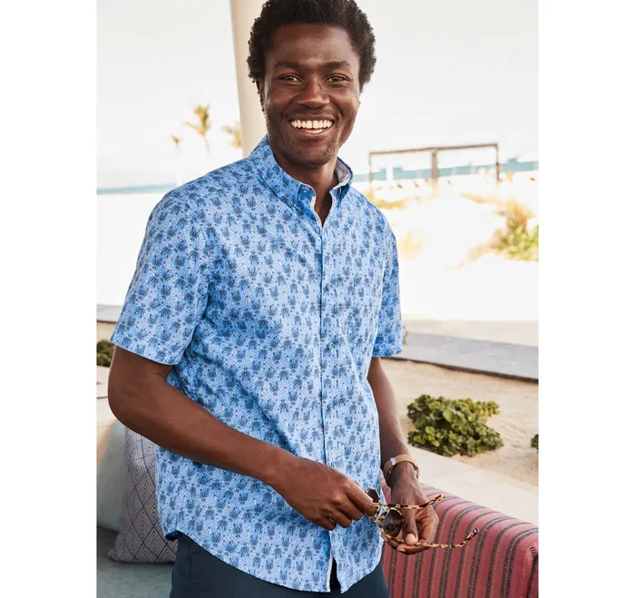 Johnston and Murphy ShortSleeve Shirts Men Printed Cotton ShortSleeve Shirt Blue Lobster Johnston and Murphy ShortSleeve Shirts Men Printed Cotton ShortSleeve Shirt Blue Lobster