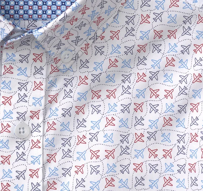 Johnston and Murphy ShortSleeve Shirts Men Printed Cotton ShortSleeve Shirt White Flying Airplane Johnston and Murphy ShortSleeve Shirts Men Printed Cotton ShortSleeve Shirt White Flying Airplane