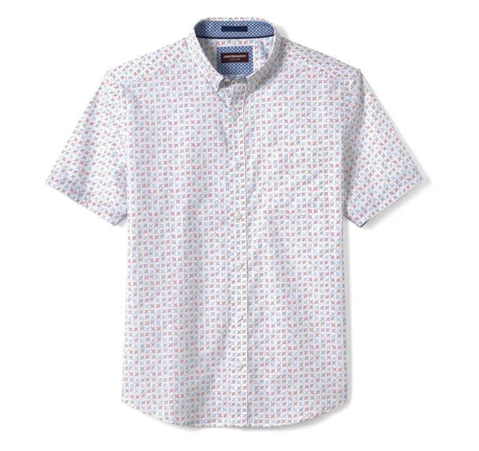 Johnston and Murphy ShortSleeve Shirts Men Printed Cotton ShortSleeve Shirt White Flying Airplane Johnston and Murphy ShortSleeve Shirts Men Printed Cotton ShortSleeve Shirt White Flying Airplane