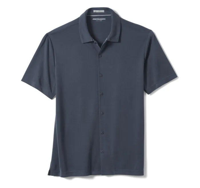 Johnston and Murphy ShortSleeve Shirts Men Vintage Birdseye ButtonFront Shirt Navy Johnston and Murphy ShortSleeve Shirts Men Vintage Birdseye ButtonFront Shirt Navy