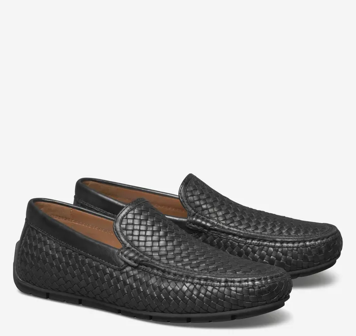 Johnston and Murphy SlipOns and Loafers Men Baldwin Driver Woven SlipOn Loafer Black Sheepskin Johnston and Murphy SlipOns and Loafers Men Baldwin Driver Woven SlipOn Loafer Black Sheepskin