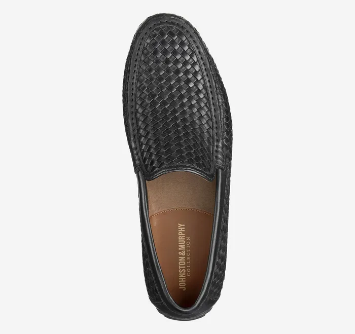 Johnston and Murphy SlipOns and Loafers Men Baldwin Driver Woven SlipOn Loafer Black Sheepskin Johnston and Murphy SlipOns and Loafers Men Baldwin Driver Woven SlipOn Loafer Black Sheepskin